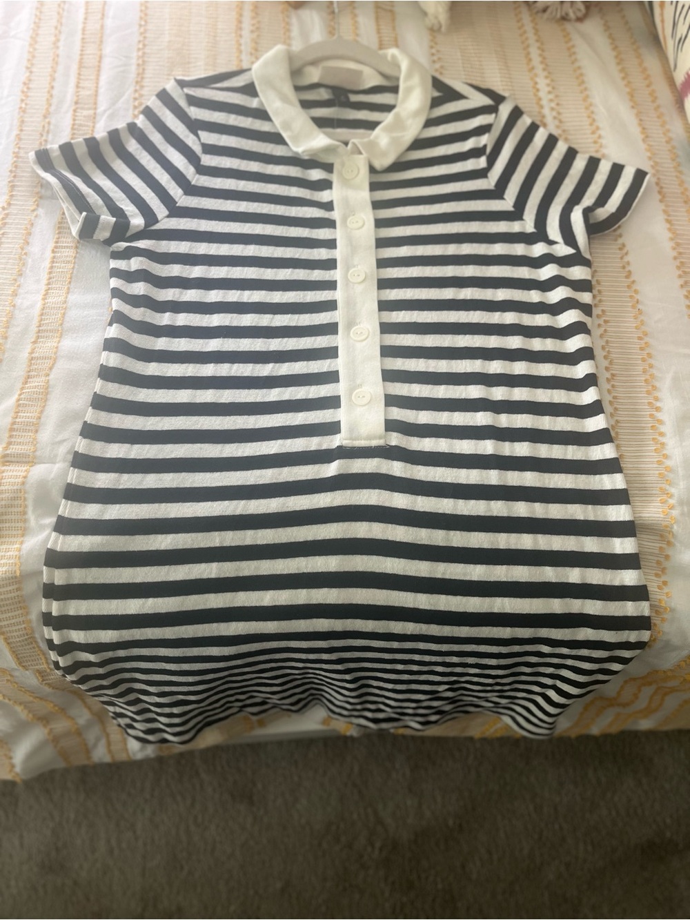 Medium Blue & White Striped Polo Dress